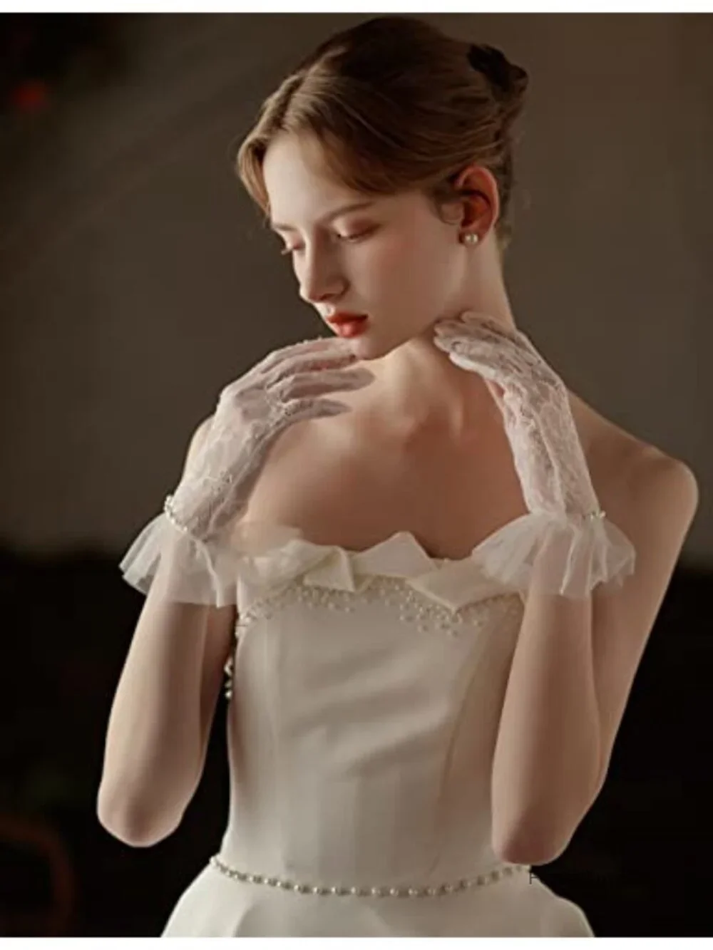 Short Lace Gloves Tea Party Costume Gloves for Wedding